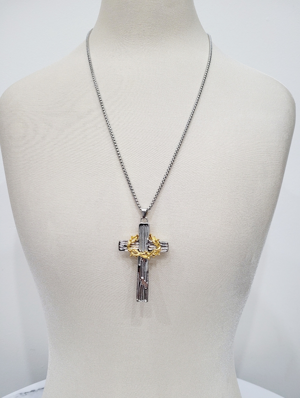 Brand New Stainless Steel Silver & Gold  Cross Necklace